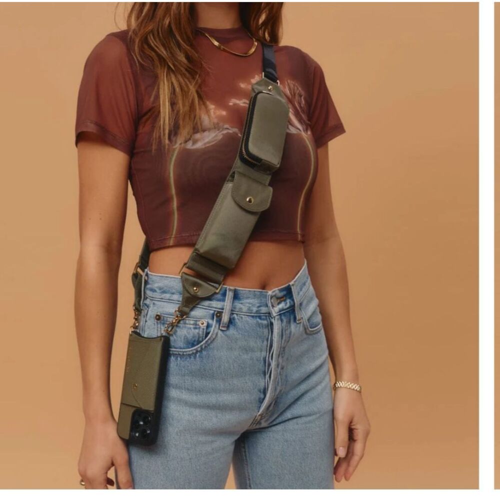 Bandolier Khaki Crossbody Bag - 14 Pro Case